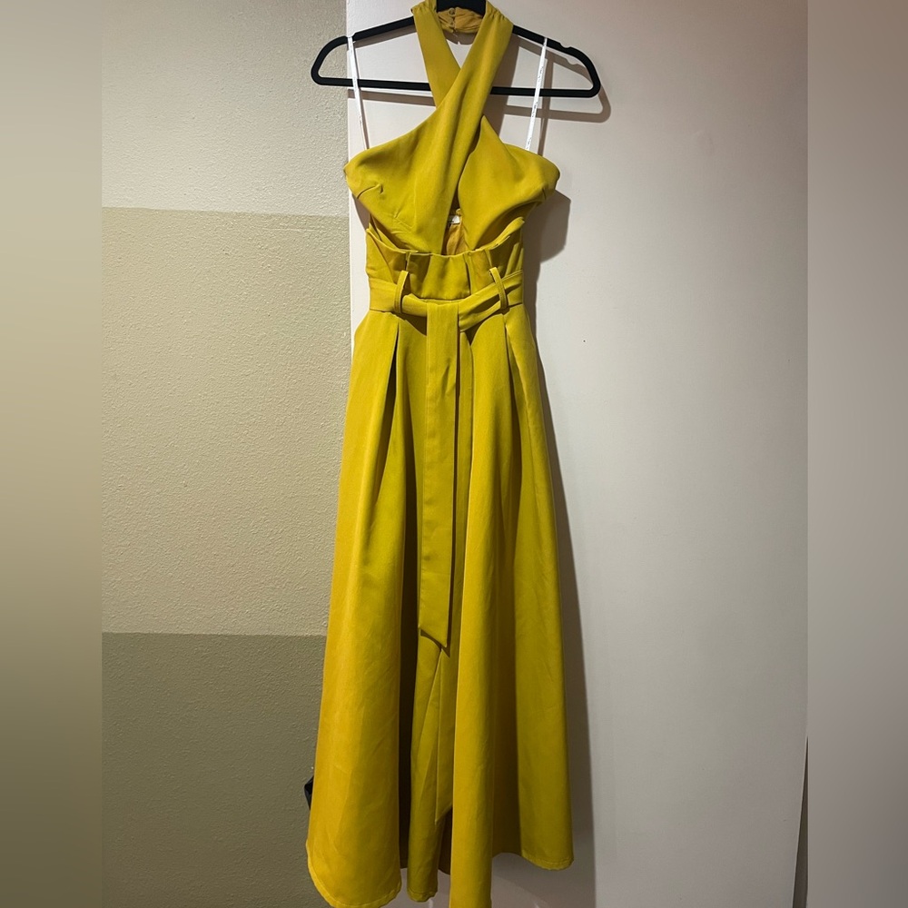 Elegant Yellow Halter Dress